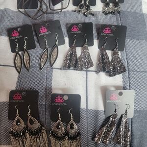 Paparazzi Elegant Silver and Black Earring Collection